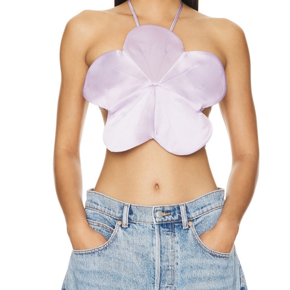 Lavender Flower-Shaped Satin Top
